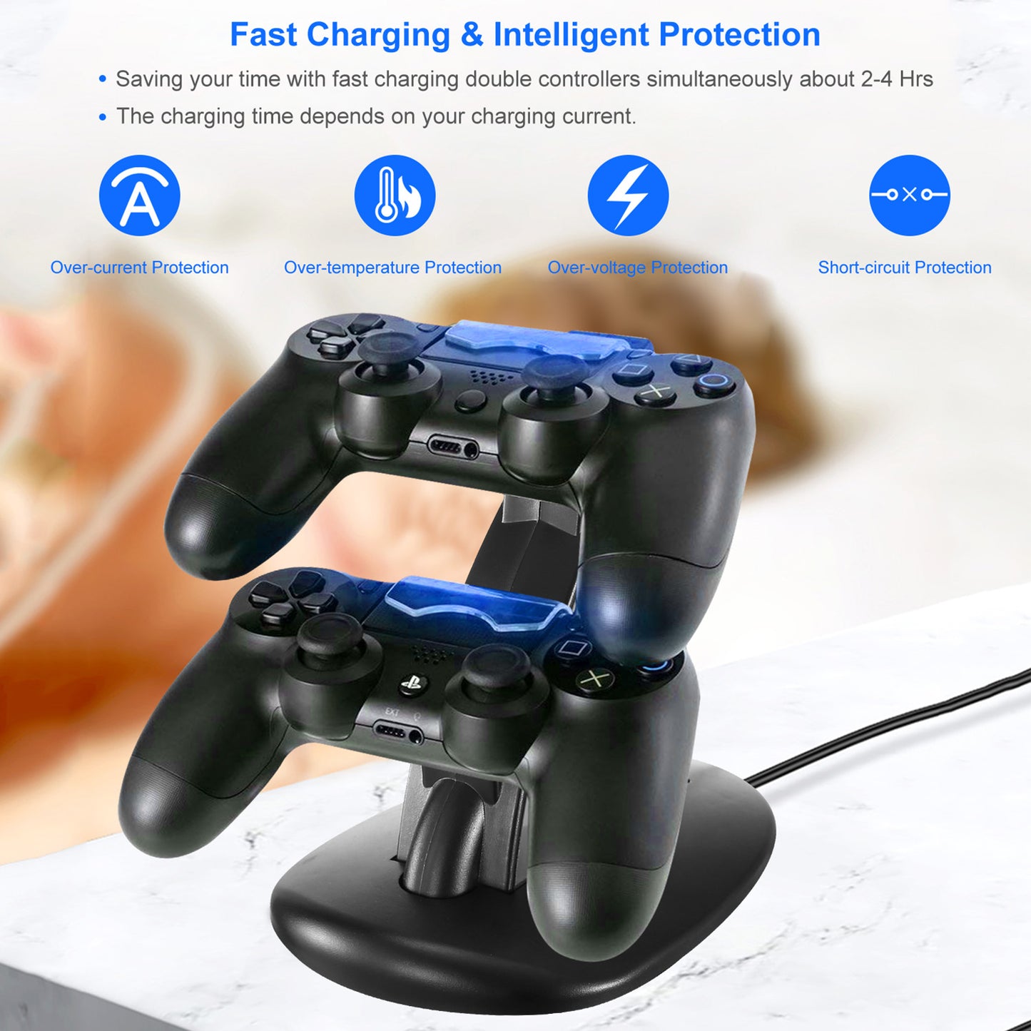 Dual PS4 Controller Charging Dock | Fast Charger for PS4 Pro & Slim