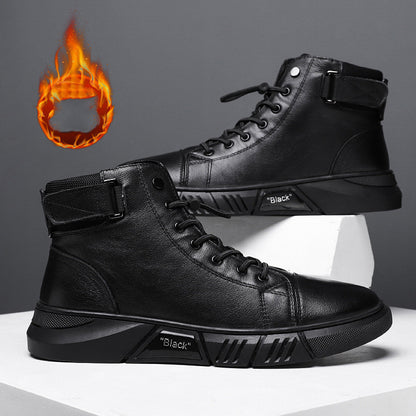 Men's New Leather Plush Martin Boots Casual