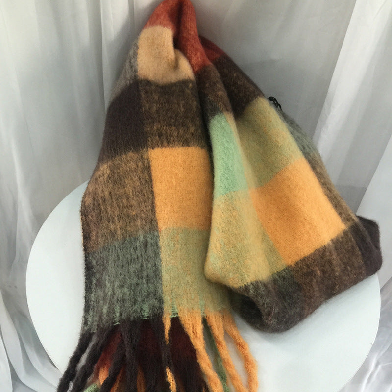 Women's Autumn Colorful Striped Warm Cashmere Plaid Scarf Scarves | Ectron Online