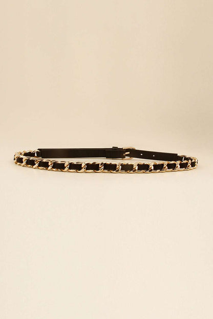 PU Chain Skinny Belt