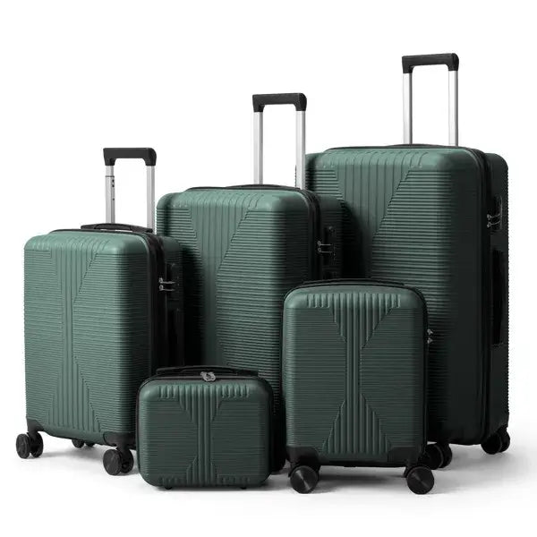 5-in-1 PP Trolley Case Set(Dark Green) Non-TSA Customs Lock 5-in-1 PP Trolley C | Ectron Online