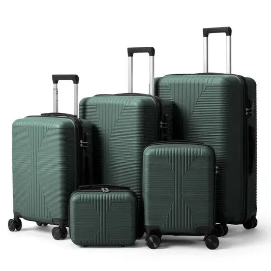 5-in-1 PP Trolley Case Set(Dark Green) Non-TSA Customs Lock 5-in-1 PP Trolley C | Ectron Online