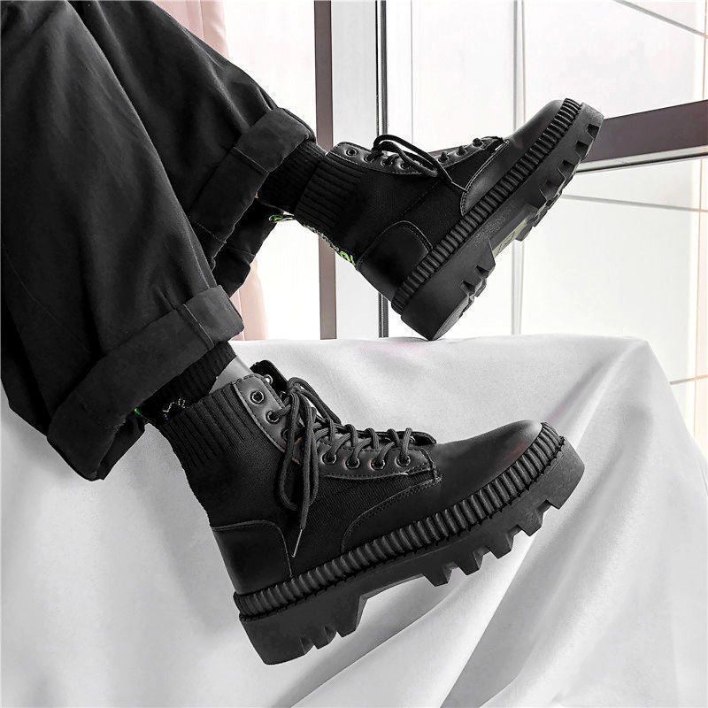 Men’s Black Platform Doc Martens Style Boots Men's Black Platform Doc Martens Boots | Ectron Online
