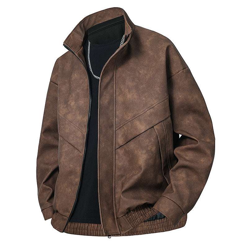 Men's Handsome Slim Fit Leather Coat All-matching And Handsome Slim Fit Leath | Ectron Online