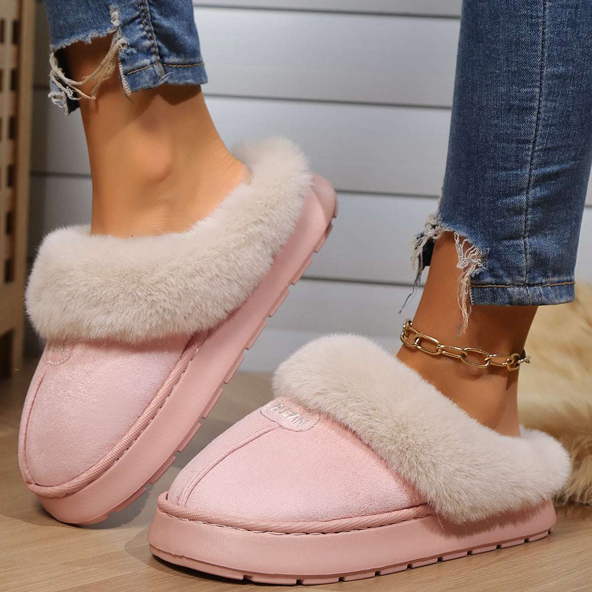 Couple's Indoor Half-Heel Slippers Couple's Simple Autumn And Winter Indoor | Ectron Online