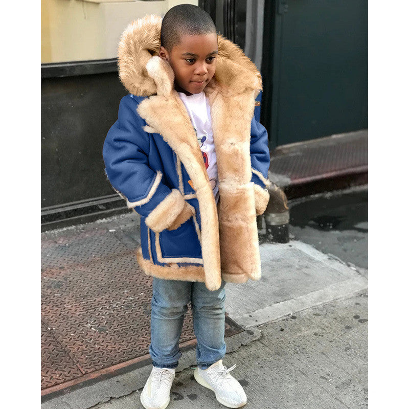 Boys' Warm Fur All-in-one Hooded Jacket Boys' Warm Fur All-in-one Fashion Hooded | Ectron Online
