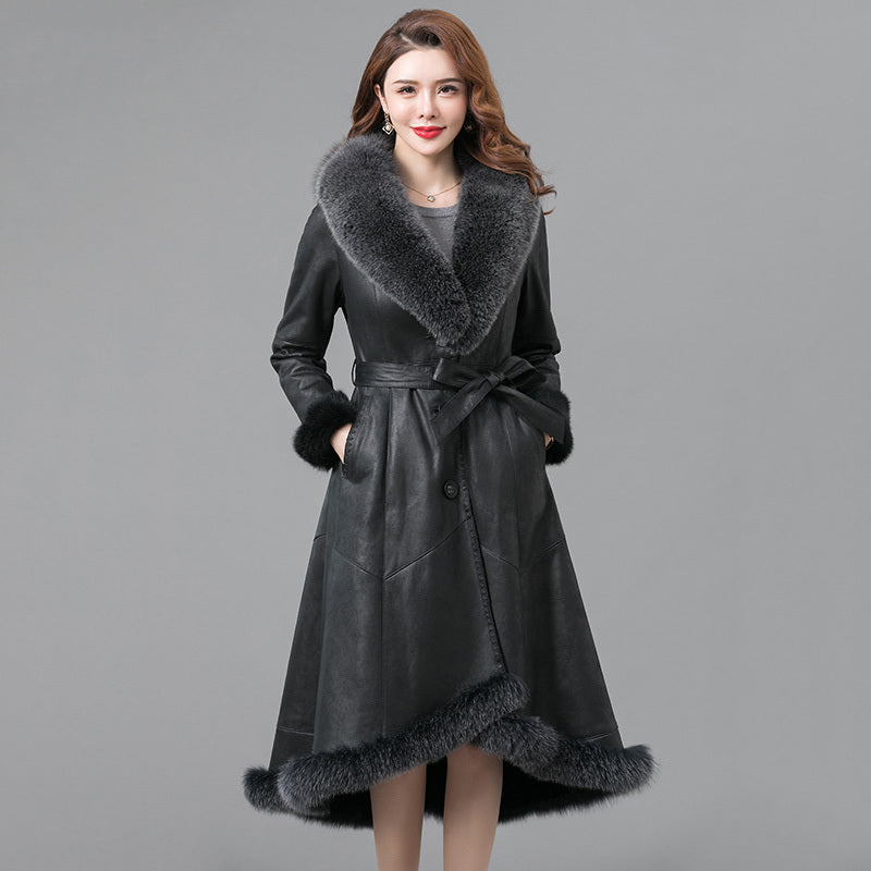 Women's Thickened Real Fur Coat
