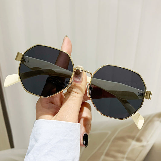 Modern Square Polygon Metal Sunglasses