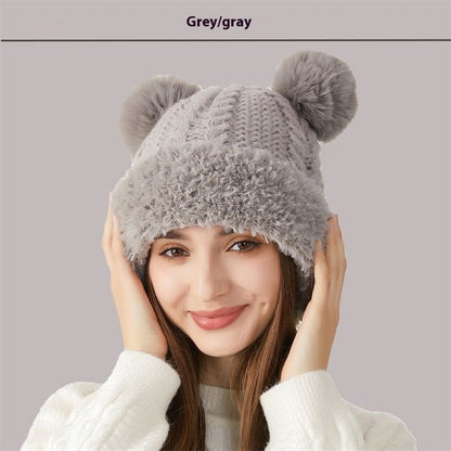 Kids' Winter Knitted Hat with Fur Ball | Warm Outdoor Children's Cap Winter Cute Fur Ball Knitted Hat Childre | Ectron Online