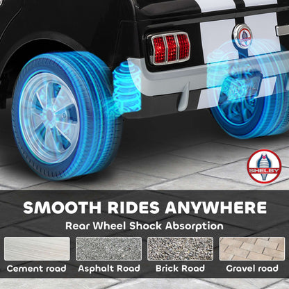 Ride-on car rear wheels with glowing blue lights and shock-absorber detail