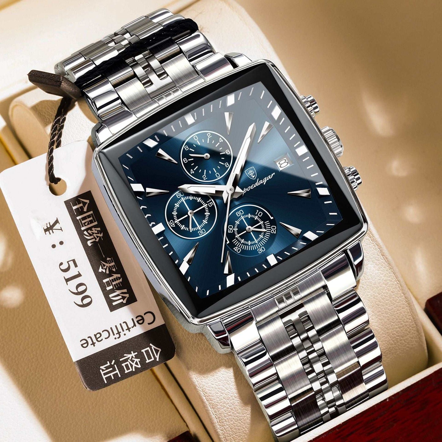 Men's Square Business Quartz Watch Square Men's Watch Multifunctional Busin | Ectron Online
