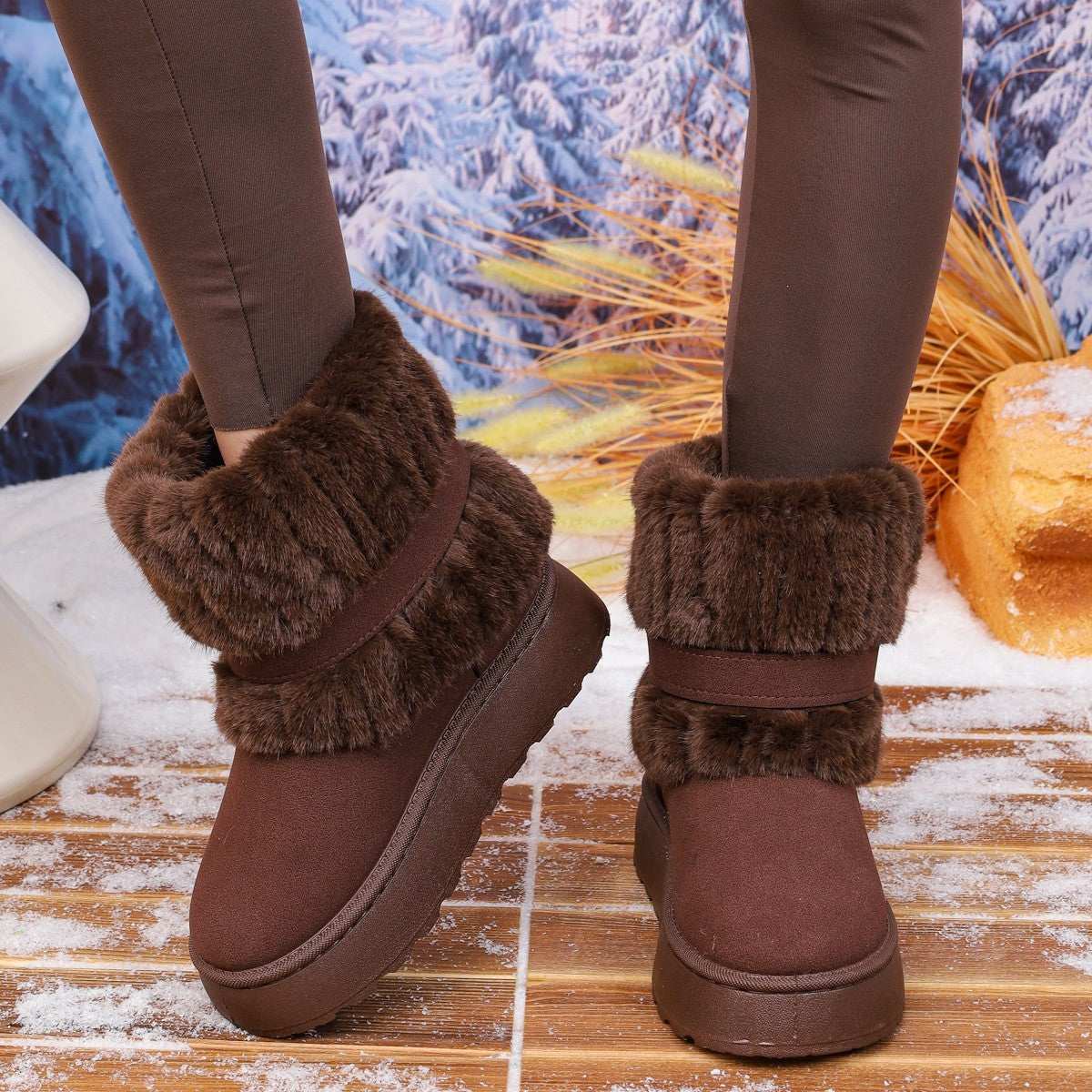 Women's Plus Size Fleece Lined Snow Ankle Boots