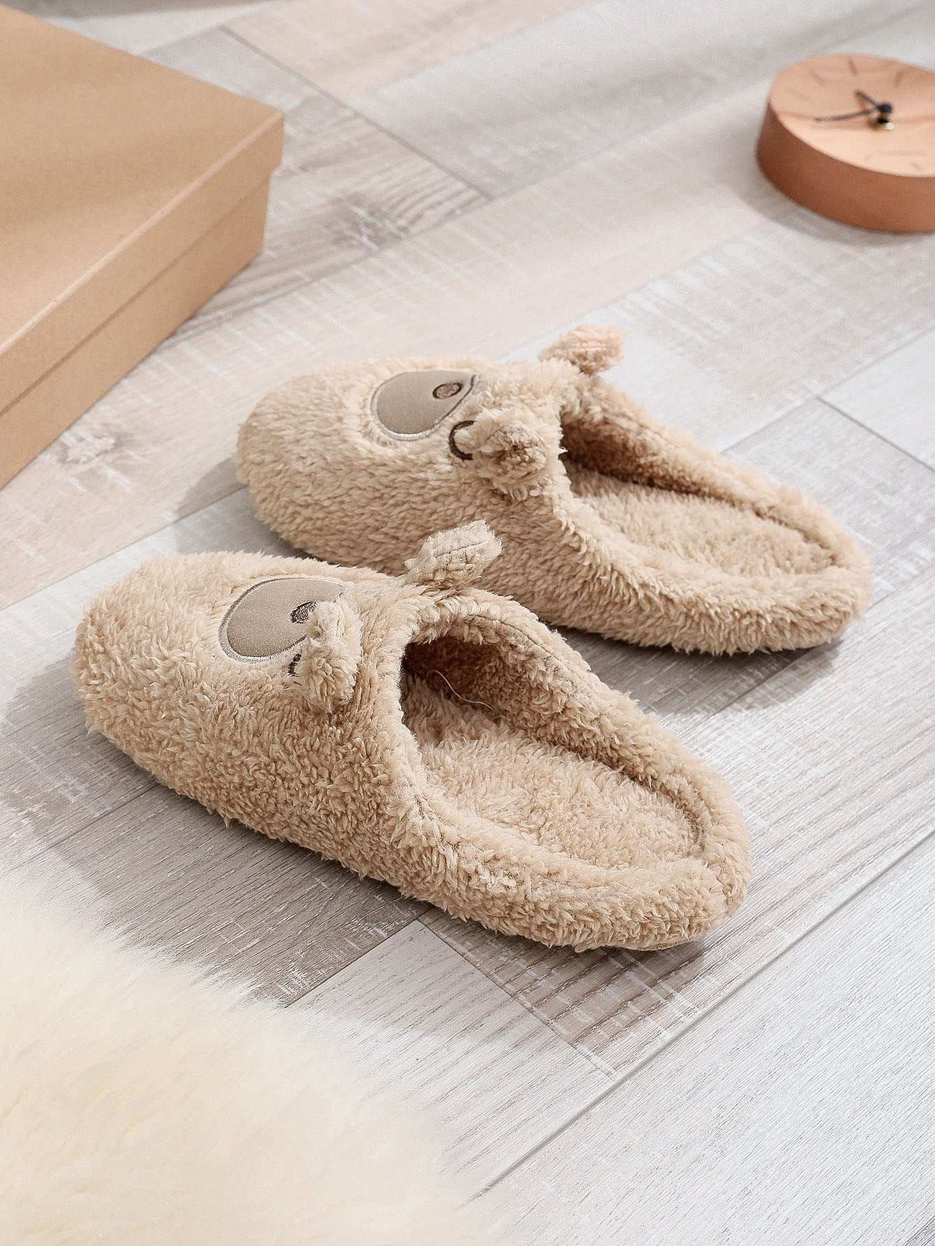 Cute Round Toe Brown Toe Ring In Stock Couple Soft Bottom Flat Heel Medium Mouth Suede Cotton Slippers Cute Round Toe Brown Toe Ring In Stock C | Ectron Online