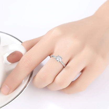 Sterling silver ring fashion ring claw set zircon