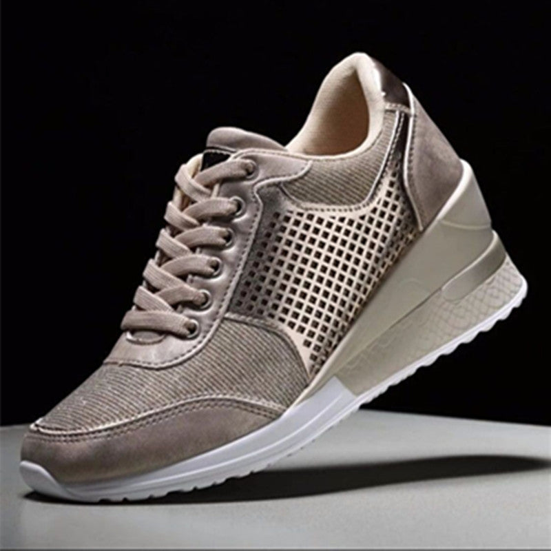 Women's Lacing Platform Sneakers - Chic Wedge Heel Style Lacing Sneakers With Platform Heels For | Ectron Online
