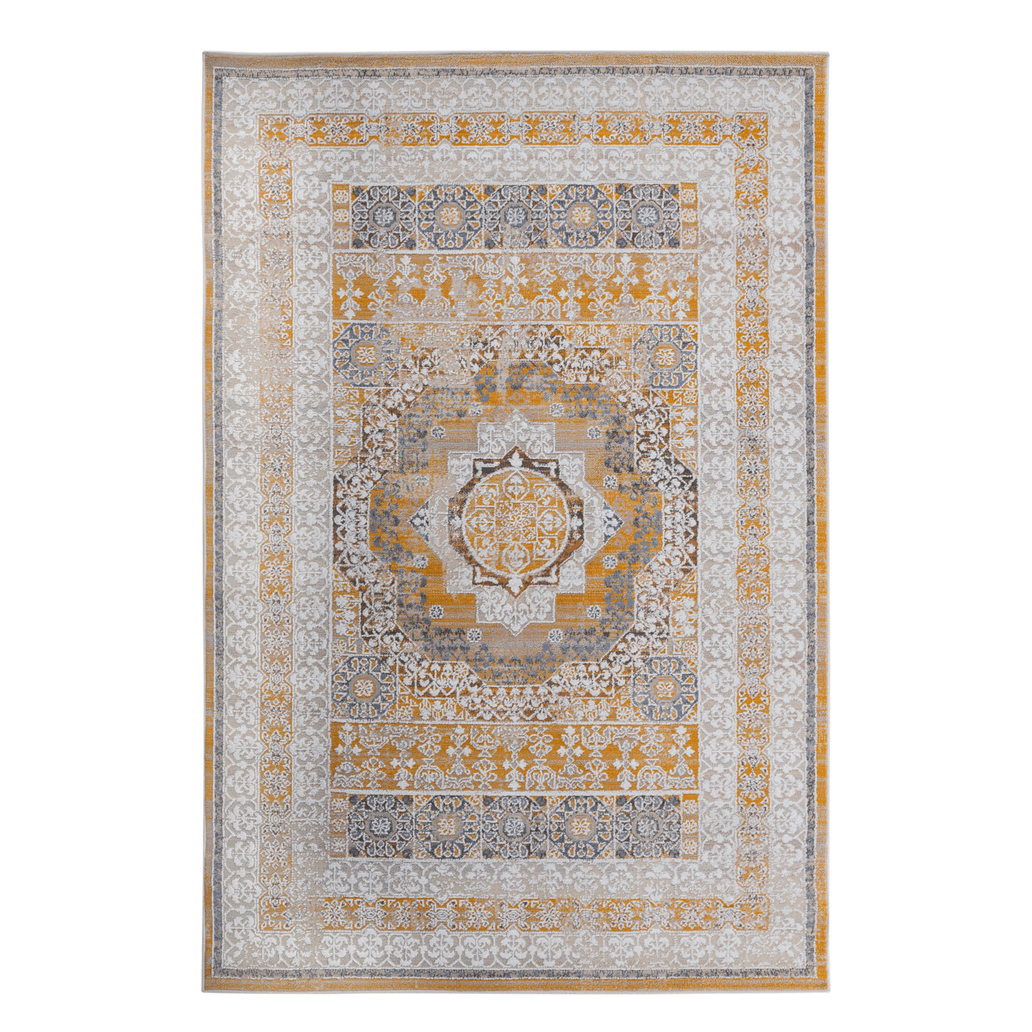 Payas Medallion Area Rug - 5x7 Cream & Ivory Indoor Carpet