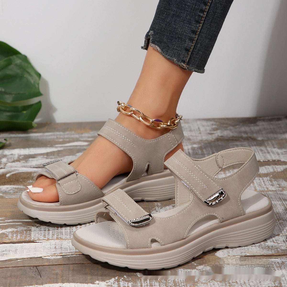 Thick Bottom Casual Velcro Strap Sandals Thick Bottom Casual Strap Velcro Sandals | Ectron Online