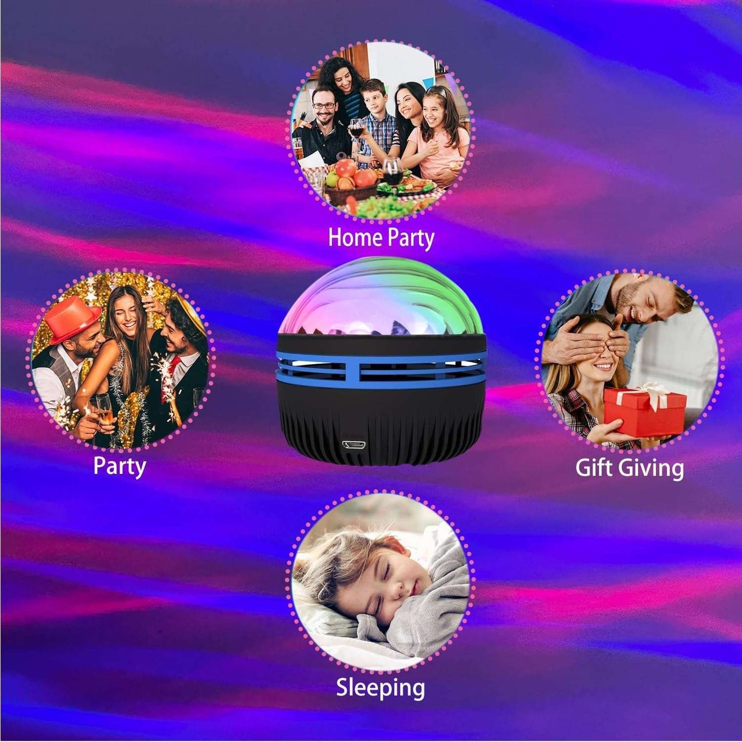 LED Star Galaxy Projector Lamp Spotlight Colorful Rotating Magic Ball Bedroom Atmosphere Lamp Bar KTV Disco Party Stage Light