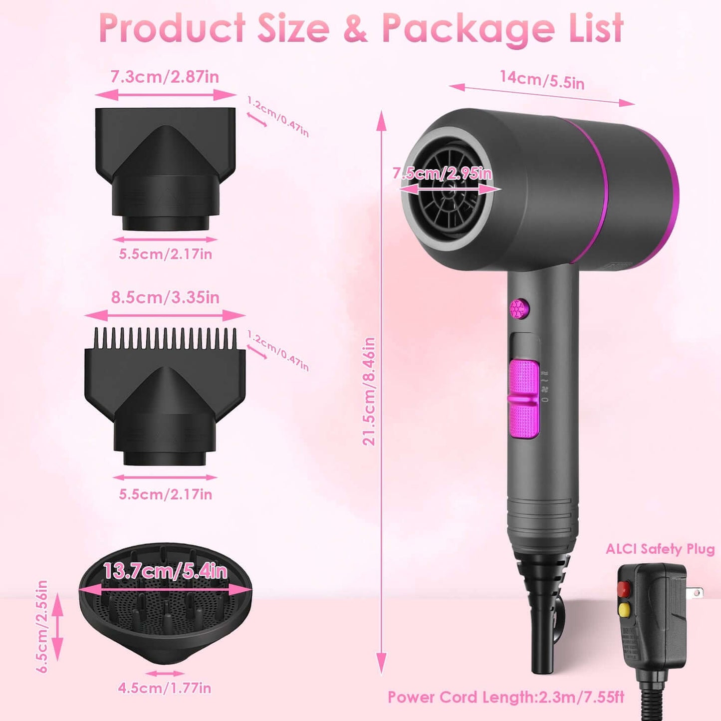1800W Portable Compact Hair Dryer – Professional Styling Set 1Pc 1800W Hair Dryer Portable Compact Ha | Ectron Online