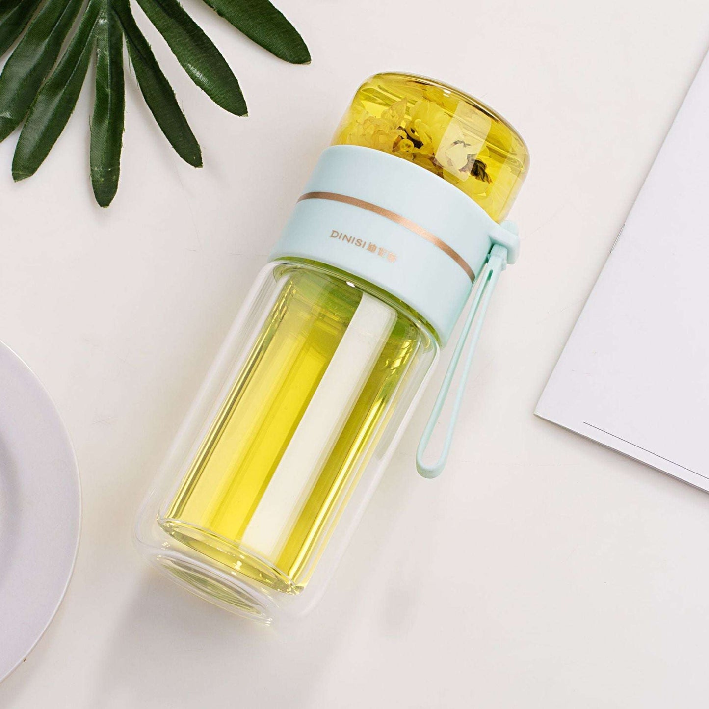 Double Wall Glass Water Bottle with Tea Infuser