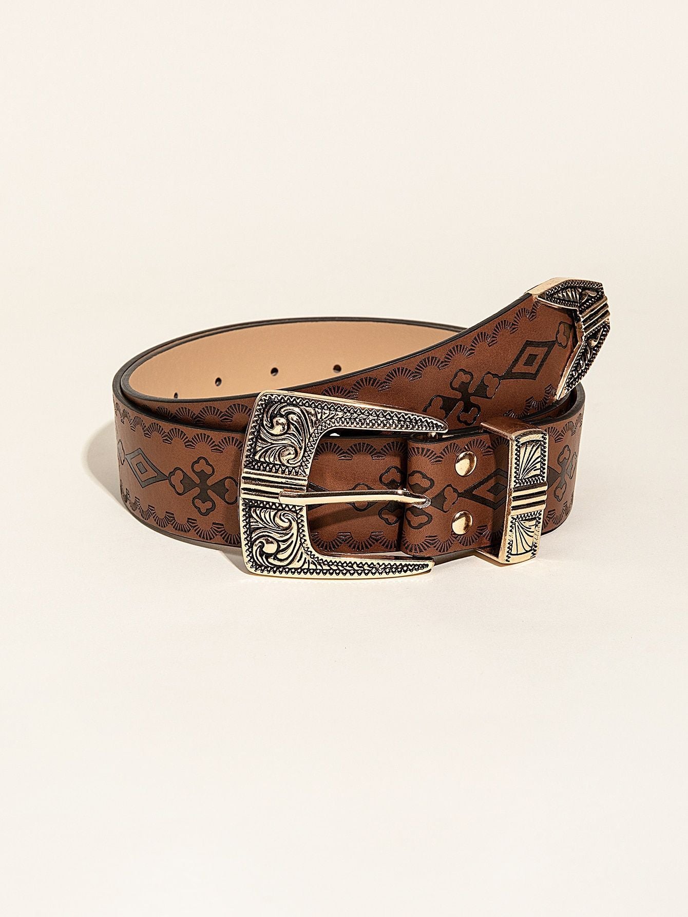 Retro Pattern PU Western Belt Retro Pattern PU Belt Western Style Wome | Ectron Online