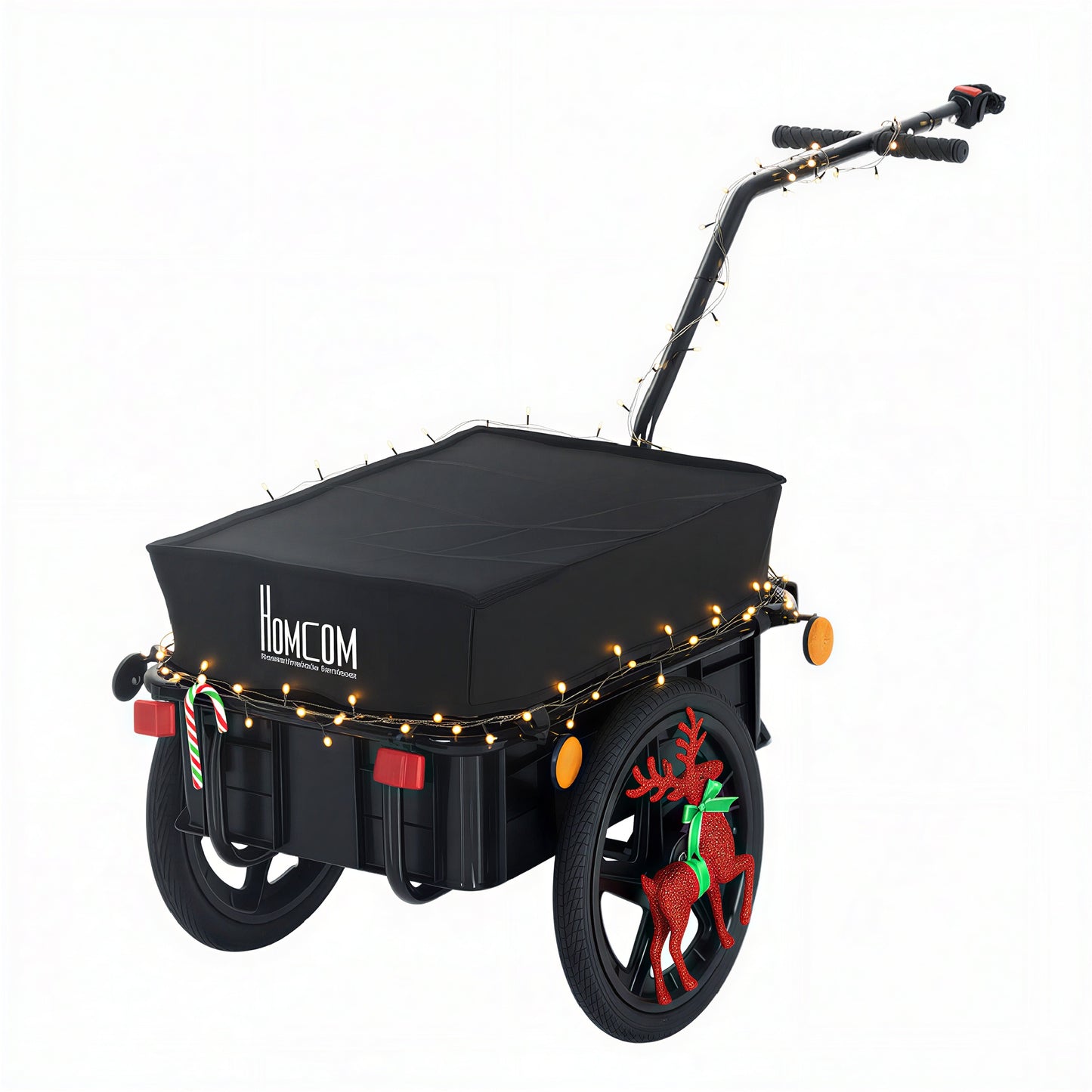 Bicycle Cargo Trailer with Removable Box & Waterproof Cover - Black