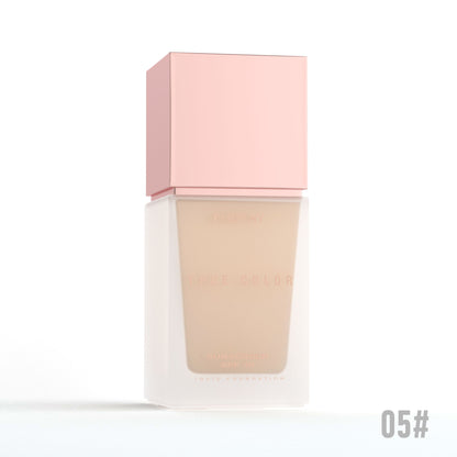 Matte liquid foundation SPF 30 bottle with pink cap, shade 05#