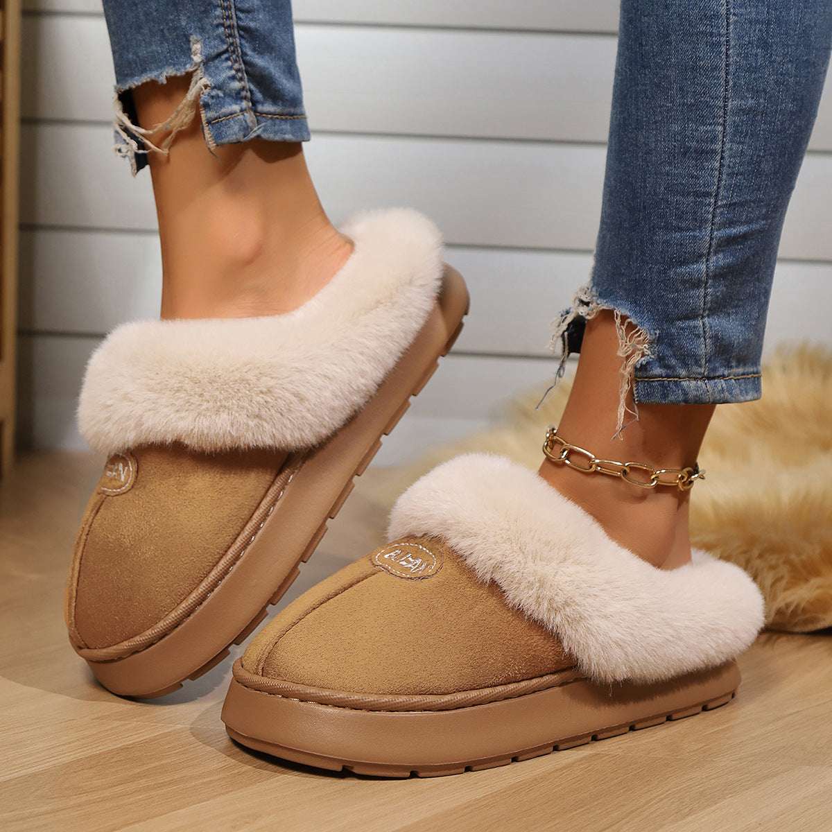 Couple's Indoor Half-Heel Slippers Couple's Simple Autumn And Winter Indoor | Ectron Online