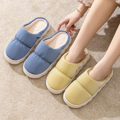 Down Cotton Slippers – Winter Warm Non-slip House Shoes for Couples New Down Cotton Slippers Women Couple Wi | Ectron Online