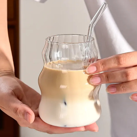 6 Pcs 19oz Striped Cloud Glass Straw Cups - Multi-Purpose Drinkware Set