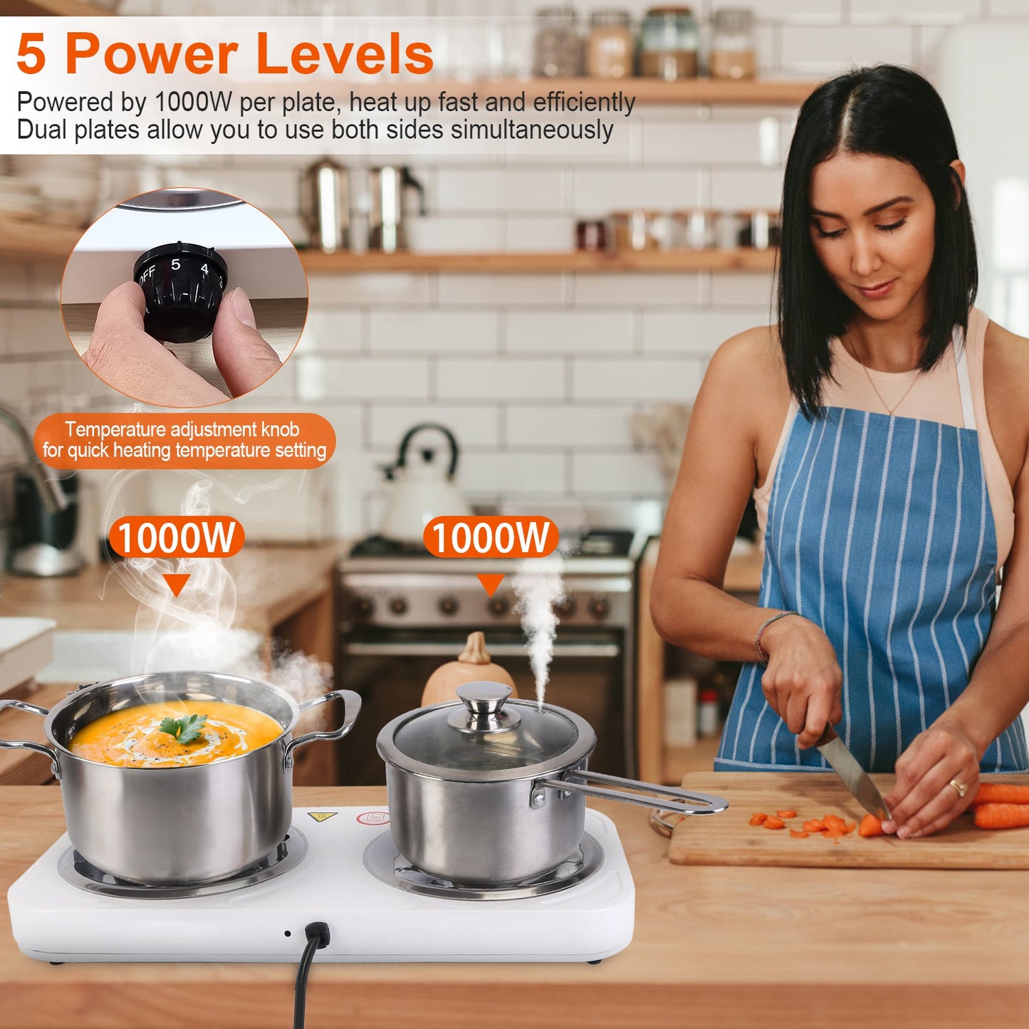 2000W Electric Double Burner | Portable Hot Plate Stove with 2 Colors