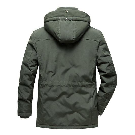 Green hooded jacket on a white backgroun