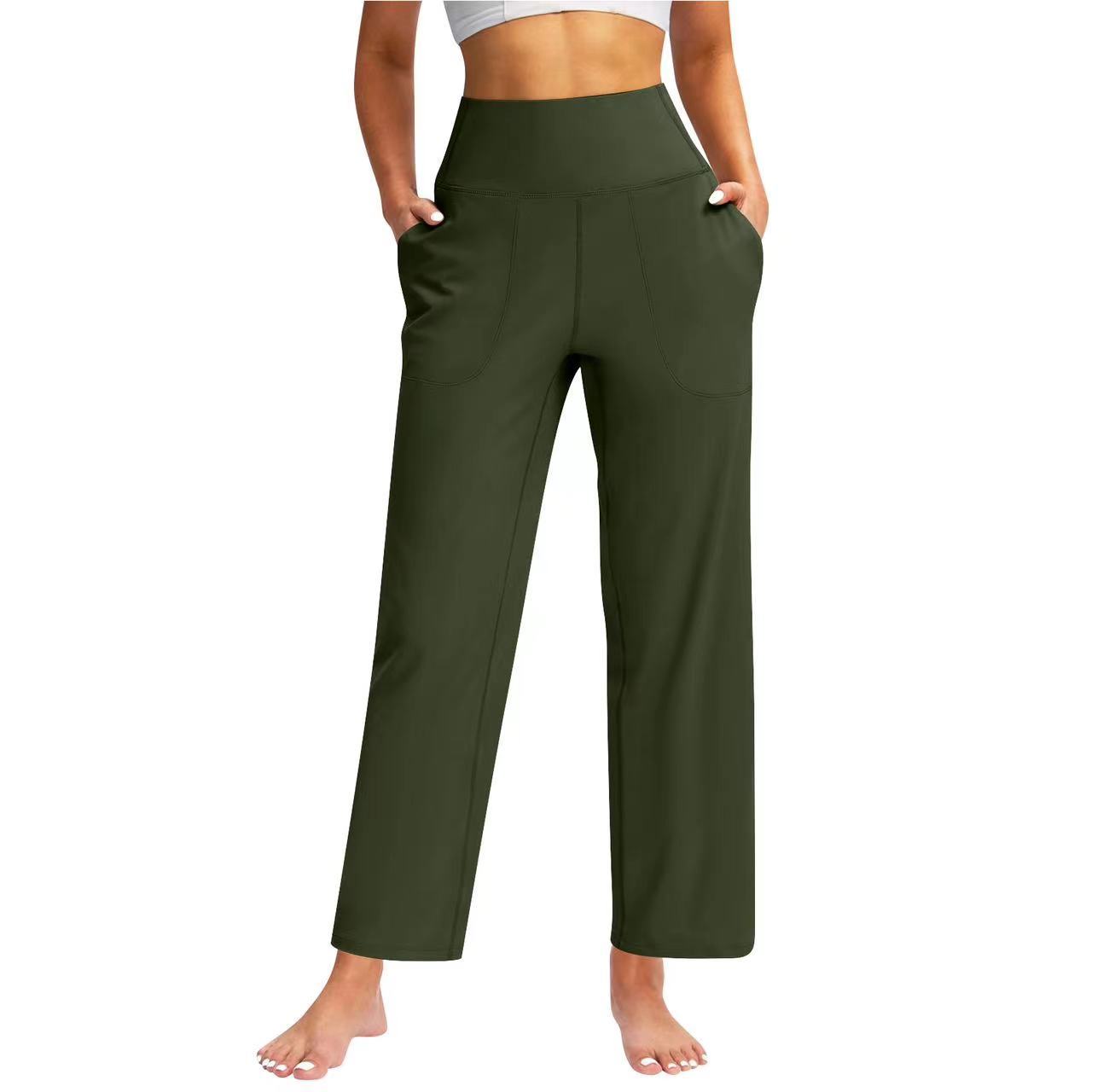 Women's High Waist Pure Color Draping Effect Straight Casual Trousers Women's High Waist Pure Color Draping Ef | Ectron Online