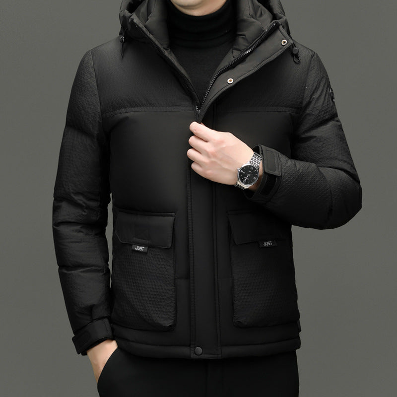 Short Casual Hooded White Duck Down Winter Jacket