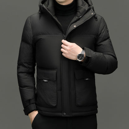 Short Casual Hooded White Duck Down Winter Jacket