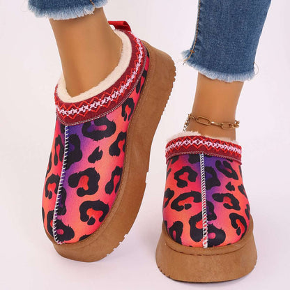 Women's Christmas Ankle Boots – Plush Lined Slip-On Winter Shoes Women's Cartoon Christmas Print Ankle Bo | Ectron Online