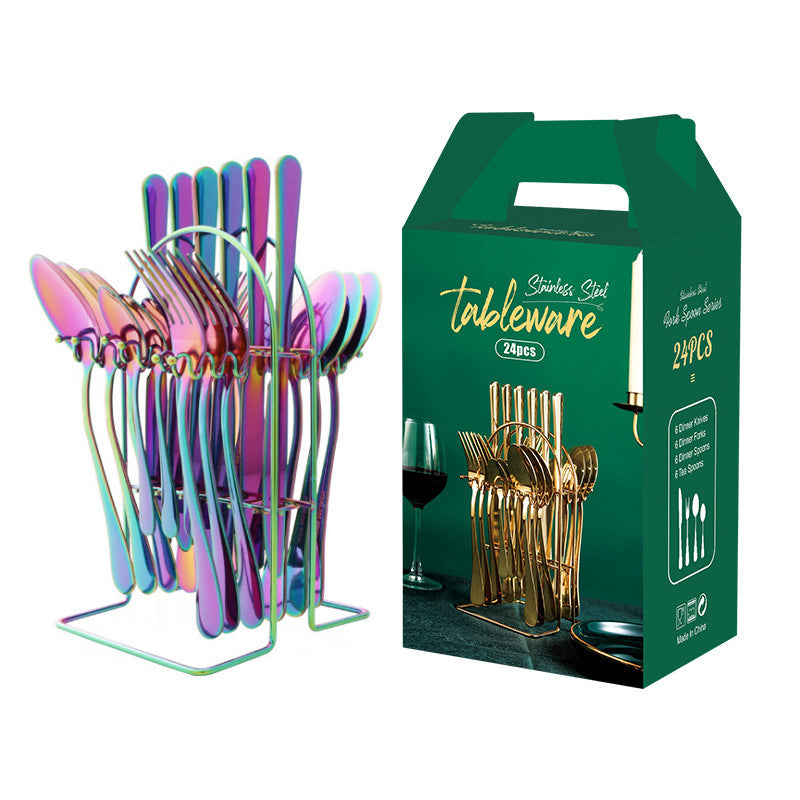 Stainless Steel Knife, Spoon & Fork Utensil Set Gold Dinnerware Set Stainless Steel Tabl | Ectron Online