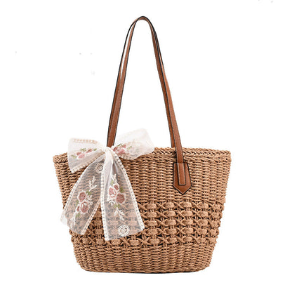 Fashion Women's Bag Weaving Hollow Shoulder Tote Bag