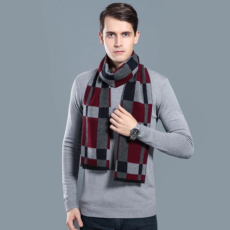 Simple Plaid Warm Keeping Artificial Cashmere Scarf Men's Scarves | Ectron Online