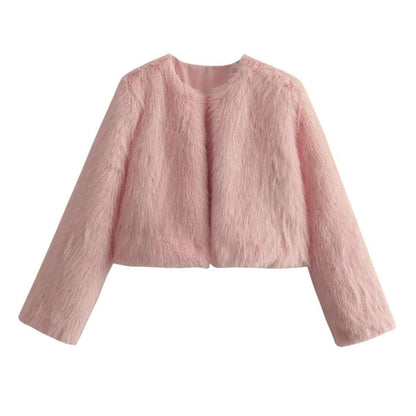 Chic Short Faux Fur Coat Polyester Imitation Fur Women's Short Ca | Ectron Online