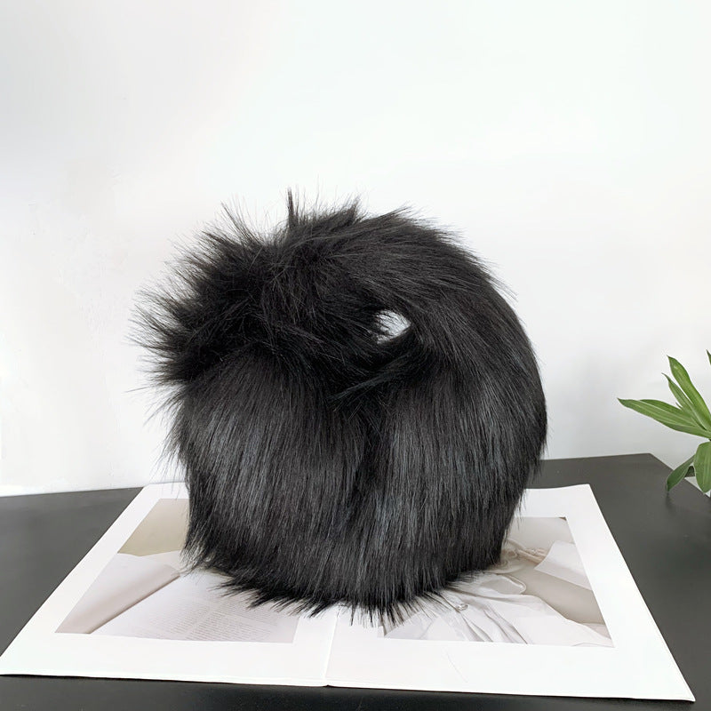 Artificial Raccoon Fur Ball Bag Plush Punk Style Y2K Artificial Raccoon Fur Ball Bag Plush Un | Ectron Online