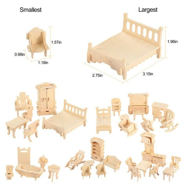 3D Wooden Dollhouse Furniture Puzzle