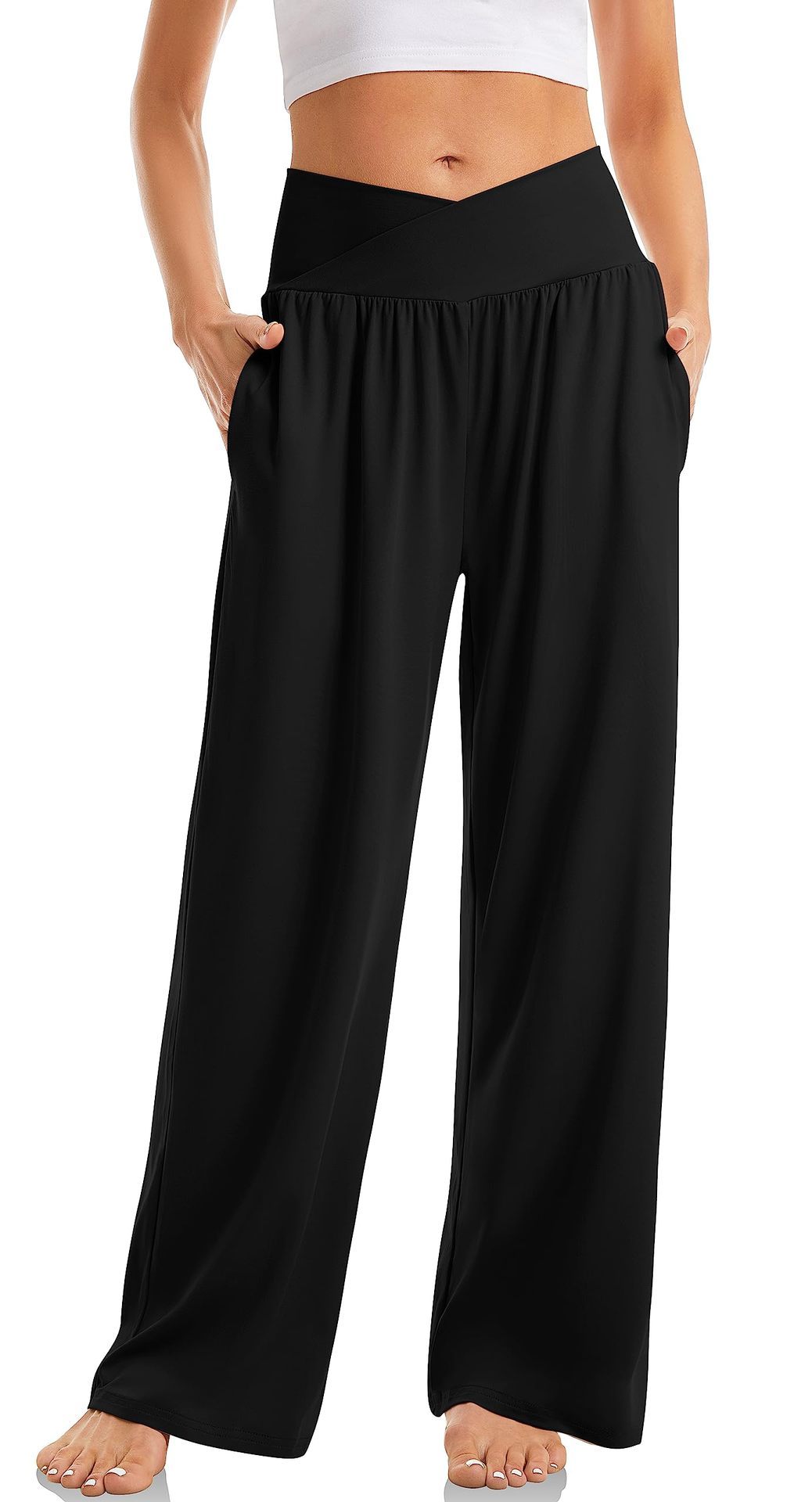 Women's Cross Waist Yoga Pants Loose Trousers Sports Pants Women's Cross Waist Yoga Pants Loose Tro | Ectron Online