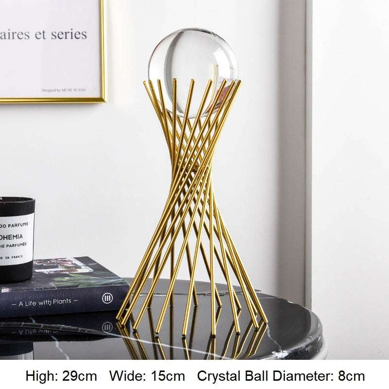 Gold hourglass lattice crystal ball ornament; 29cm high