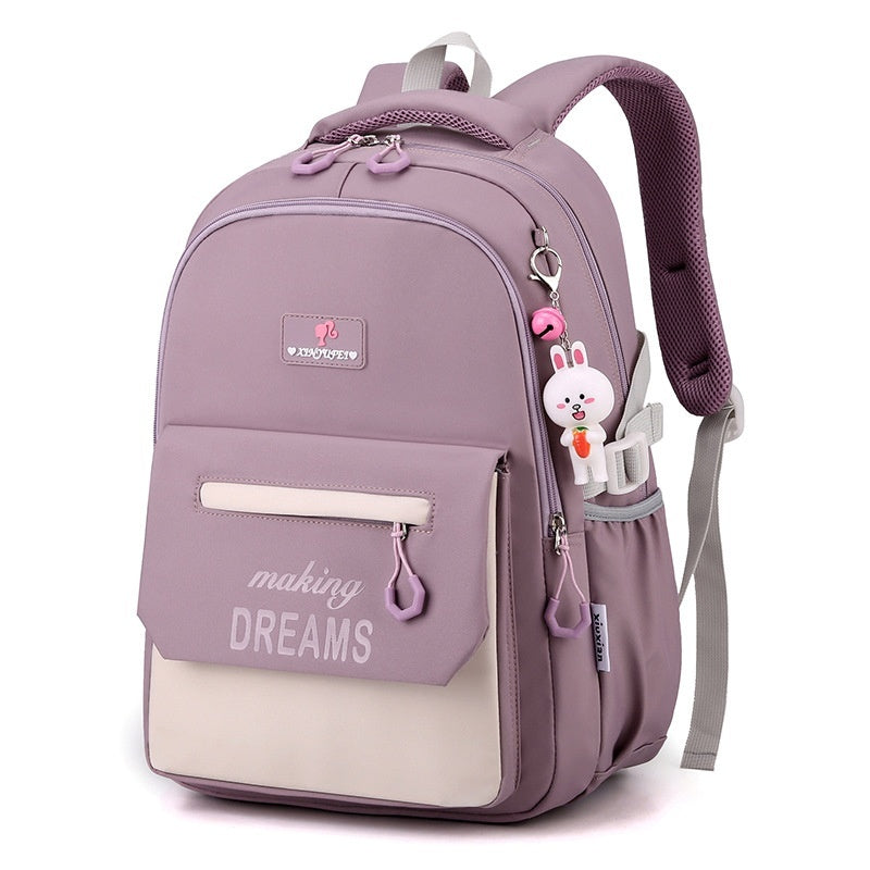 Lightweight Contrast Schoolbag for Girls – Waterproof & Spacious Primary School Student Schoolbag Lightwe | Ectron Online