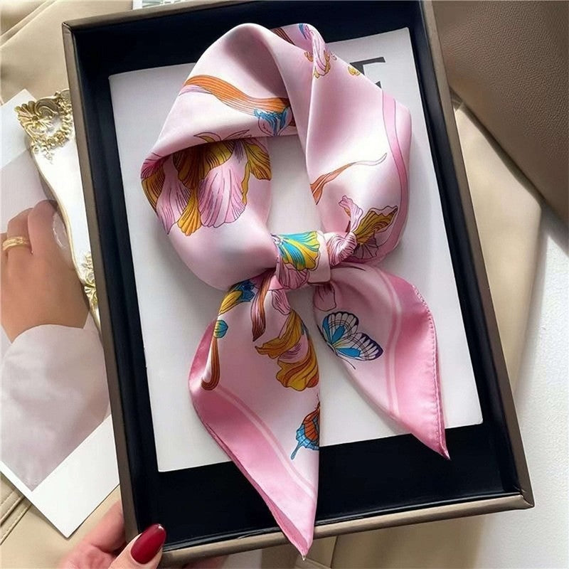 Solid Color Square Scarf - Elegance & Style Artificial Silk Striped High-grade Korea | Ectron Online