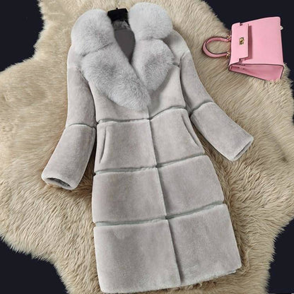 Women's Sheep Sheared Fur Coat | Elegant Medium-Length Winter Coat Women's Medium Length Sheep Sheared Fur | Ectron Online