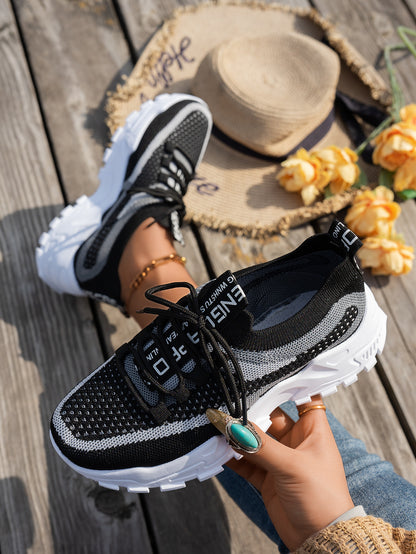 Women's Flyknit Mesh Sneakers | Breathable Lace-Up Walking Shoes Flyknit Mesh Shoes Women's Breathable La | Ectron Online