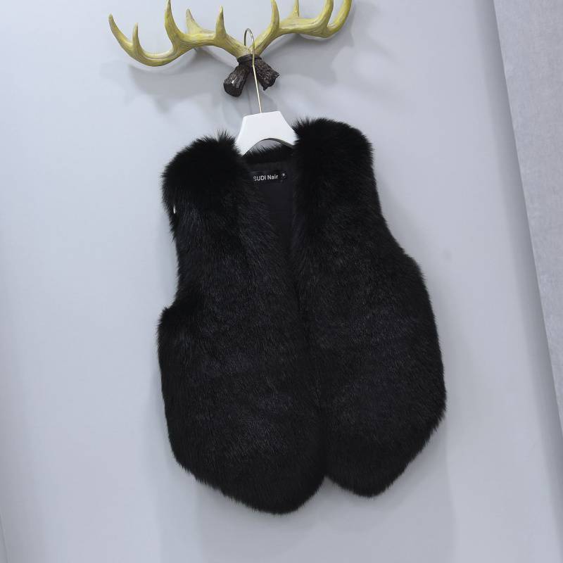 Black fur vest 