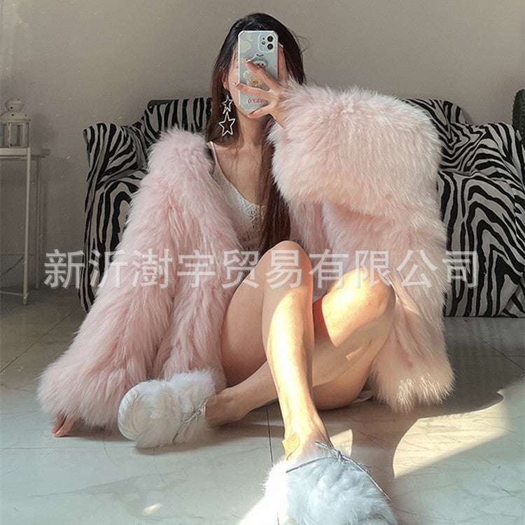 Women's Large Size Fox Fur Hooded Coat Fur Women's Clothing Fox Fur Coat Hooded | Ectron Online